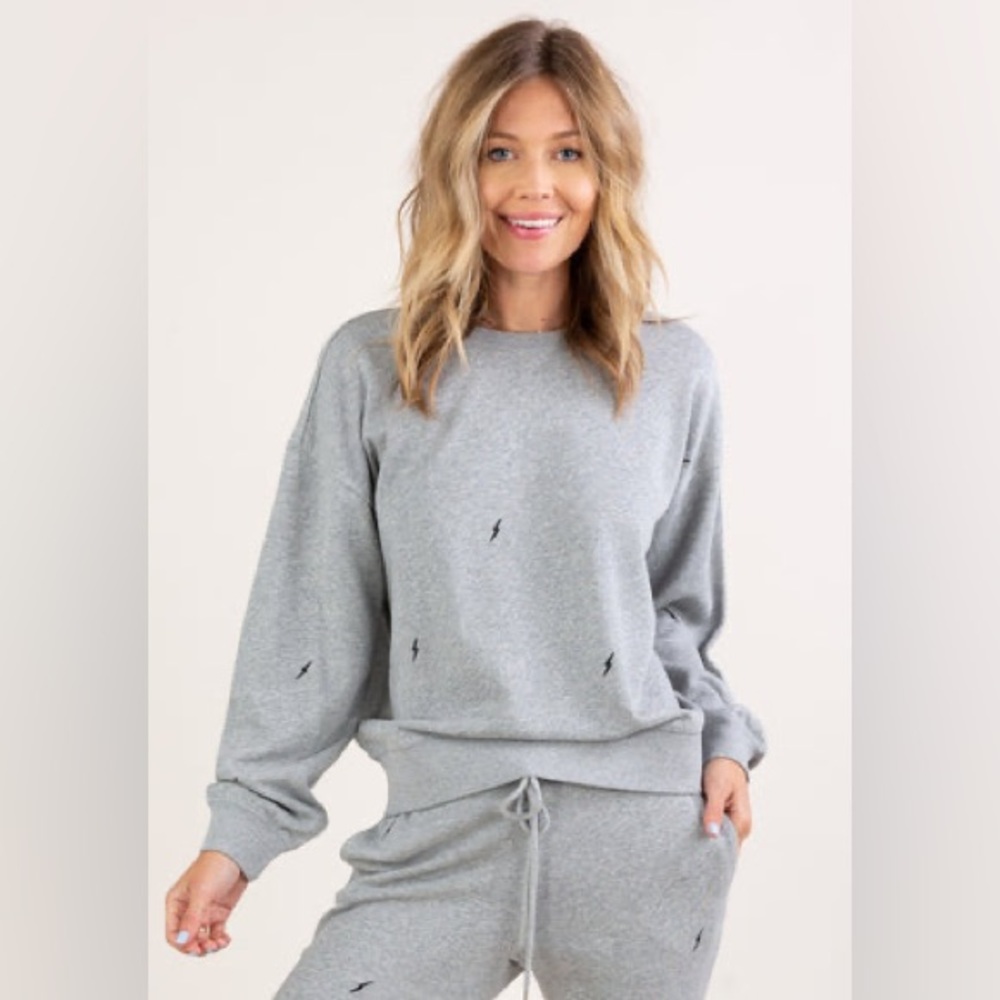 Lovestitch Lightning Bolt Embroidered Sweatshirt - Size S